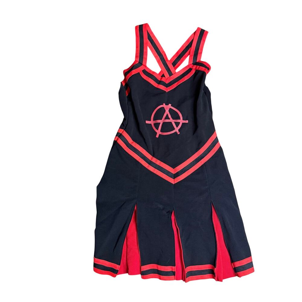 Hot Topic Womens M/L Anarchy Cheerleader Outfit Red / Black Elastic Punk Goth